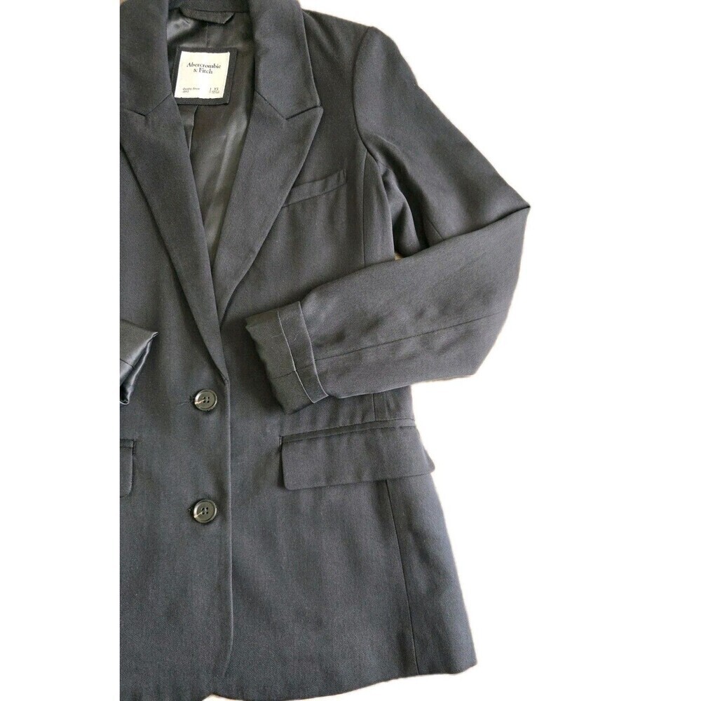 Abercrombie & Fitch Black Blazer Womens XS Tailored Lyocell Jacket Minimalist - Picture 6 of 11